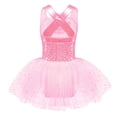 thumbnail image 2 of Alvivi Kids Girls Glitter Sleeveless Ballet Dance Dress Leotard with Tutu Skirt Ballerina Dancewear Pink 16, 2 of 5