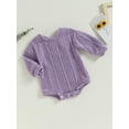 thumbnail image 4 of xiaxaixu Baby Fall Romper Fuzzy Long Sleeve Round Neck Solid Color Bodysuit Infant Winter Outfit, 4 of 9