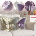 thumbnail image 4 of Glitter Velvet Butterfly Throw Pillow with Lace Trim, Sequin Decorative Cushion for Couch Sofa Bed Living Room, Cute Home Garden Pastoral Style Accent Pillow, 4 of 5