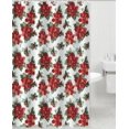 thumbnail image 1 of Rideau de Douche de Noël/polyester avec Crochets, Poinsettia, 1 of 2