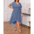 thumbnail image 2 of Vestido Talisea Dusty Blue Chiffon High Low para mujer, talla grande, 2 of 6