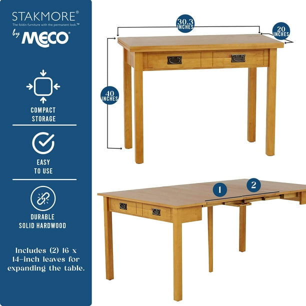 MECO Stakmore Solid Wood Traditional Expanding Dining Table
