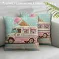 thumbnail image 3 of BCIIG Ice Cream Truck & Pastel Graphic Decorative Throw Pillow Cover for Home - Cushion Pillowcase for Couch, Living Room, Bed, Sofa - Summer Decor Pillow Case 1PC 20x20in, 3 of 5