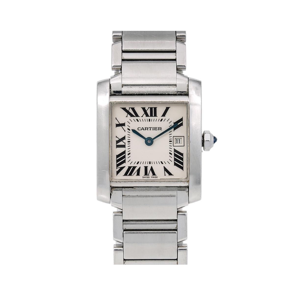 Pre-Owned Cartier Tank Francaise W51011Q3 25 x 31 mm White Dial with Stainless Steel Bracelet