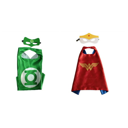 Green Lantern & Wonder Woman Costumes - 2 Capes, 2 Masks w/Gift Box by Superheroes