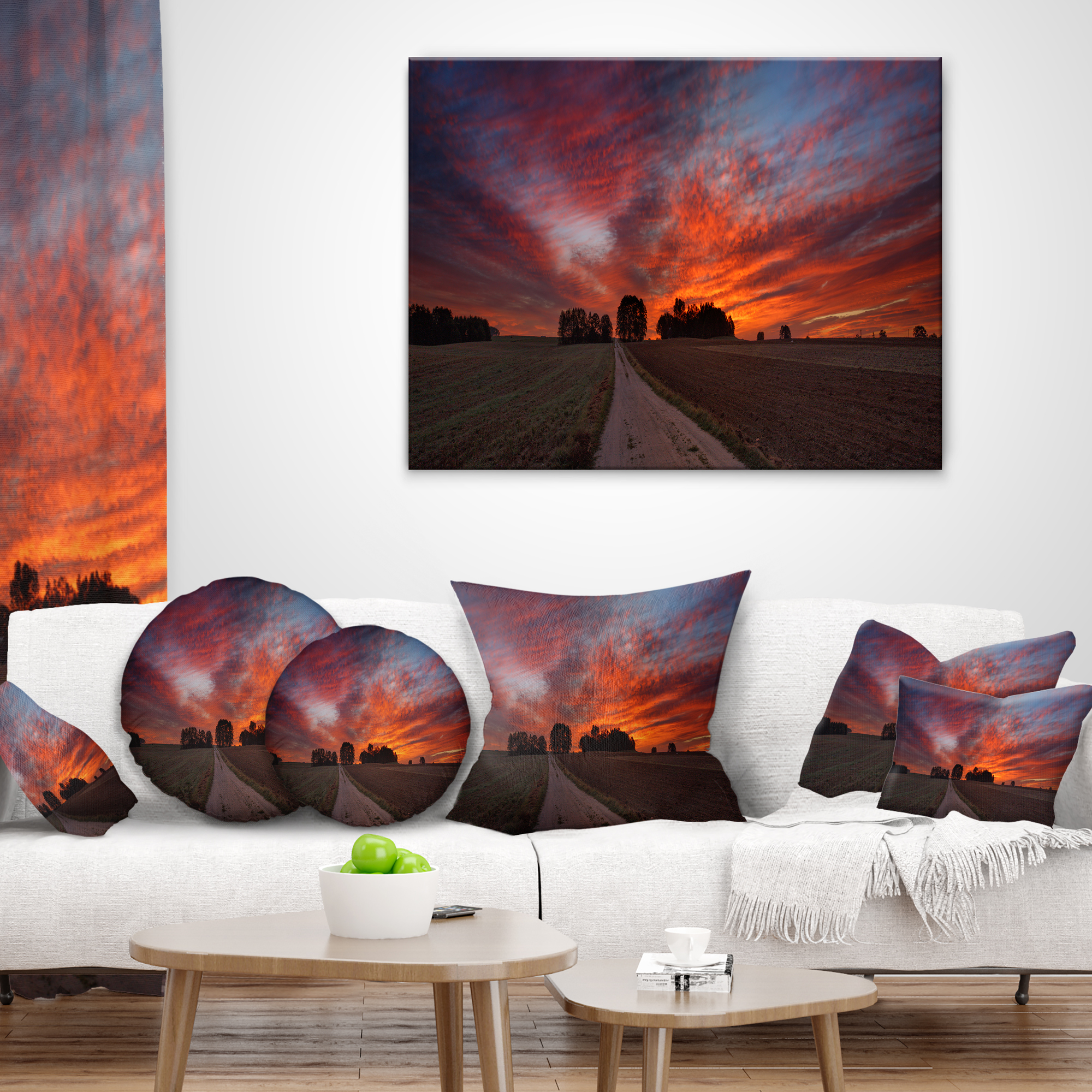 Designart Pathway to Fairy Autumn Sky - Landscape Printed Throw Pillow - 16x16