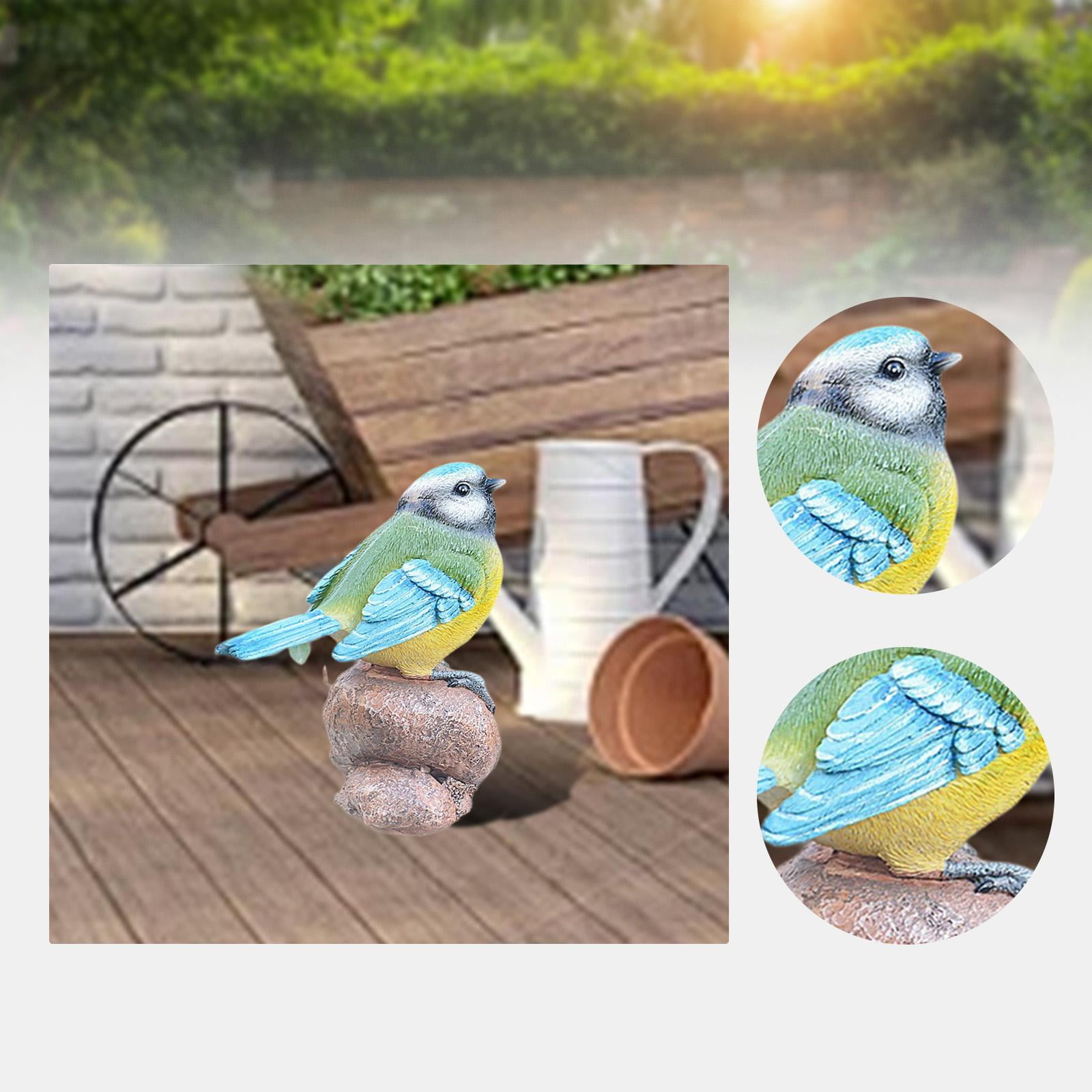 koolsoo Bird Figure Decoration Fairy Garden Decoration Miniosurgy Garden Sculpture Vogel Statue for Lawn Outside of The Background Bookcase On the stone