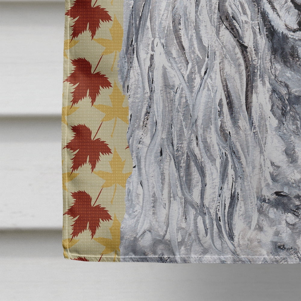White Standard Poodle Fall Leaves House Flag