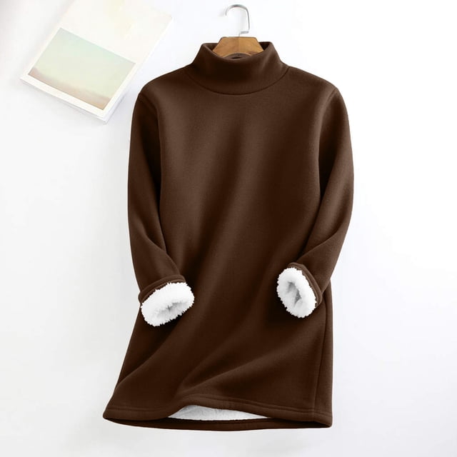 IMENGL T-Shirts Thermiques à Col Montant pour Femmes, Marron G, Taille M-3TG