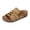 Khaki, variant on Cork Footbed Flat Sandals for Women Open Toe Leopard Print Slip on Loafers Fashion Suede Beaded Tassle Handmade Slides Brown Size 8.5