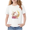 thumbnail image 2 of Blusas y camisas de manga corta con cuello redondo para niños Camiseta de verano de manga corta estampada para niñas Jersey elegante de cuello redondo para niños Top de algodón, 2 of 6