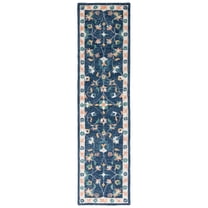 SAFAVIEH Micro-Loop Lavina Medallion Runner Rug, Blue/Ivory, 2'3" x 9'