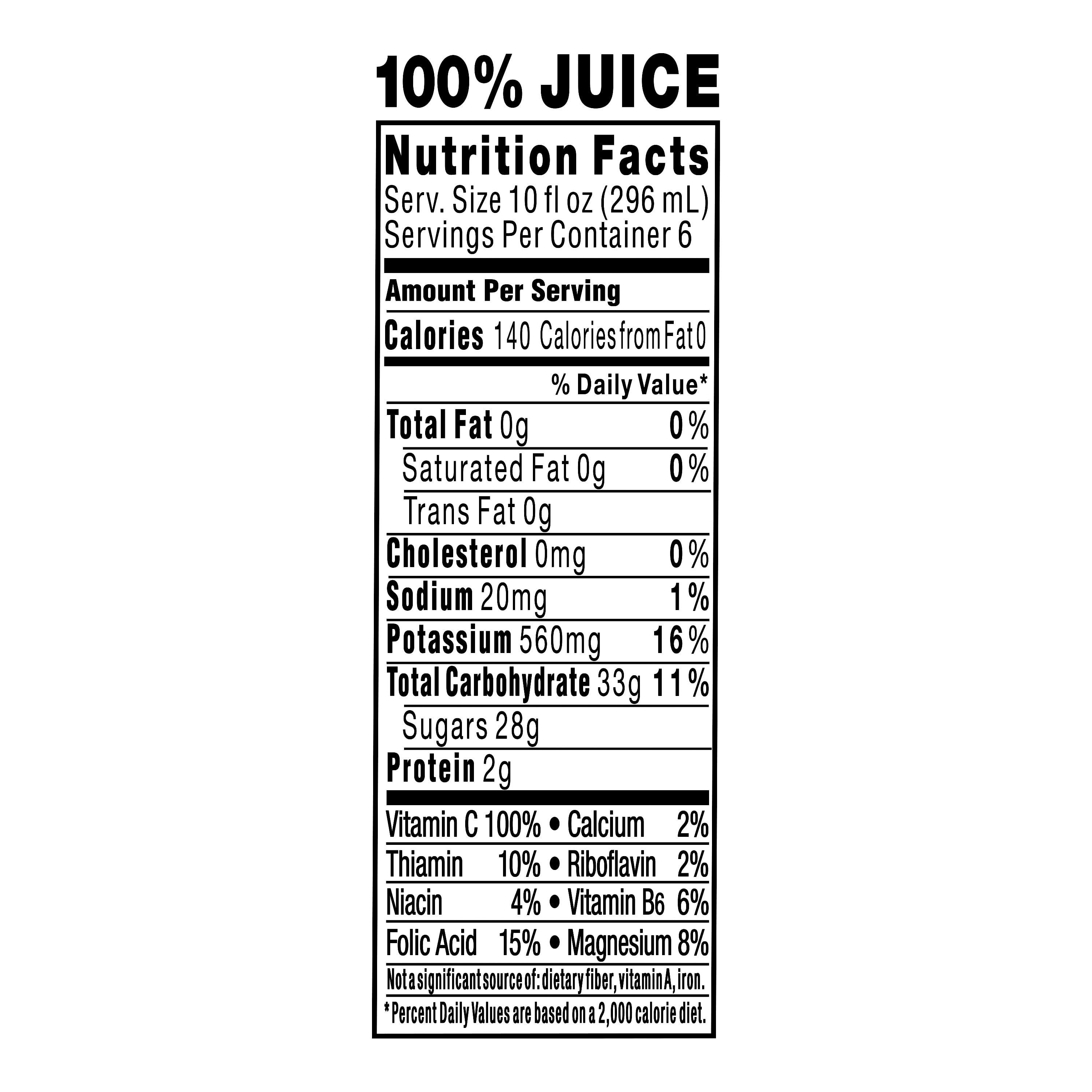 glass of apple juice nutrition facts