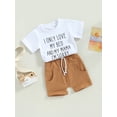 thumbnail image 3 of Bagilaanoe 2pcs Toddler Baby Boys Short Pants Set Letter Print Short Sleeve T Shirts Tops + Shorts 6M 112M 18M 24M 3T Kids Casual Summer Outfits, 3 of 9