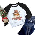 thumbnail image 1 of Camiseta de Navidad para mujer, temporada festiva, regalo para amantes, camiseta de manga larga, camiseta con costuras a juego de colores para mujer Pompotops gfhjh4439, 1 of 7