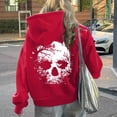 thumbnail image 2 of NinXxx Women's Print Pullover Hoodie Streetwear Drawstring Pouch Pocket Red M, 2 of 7