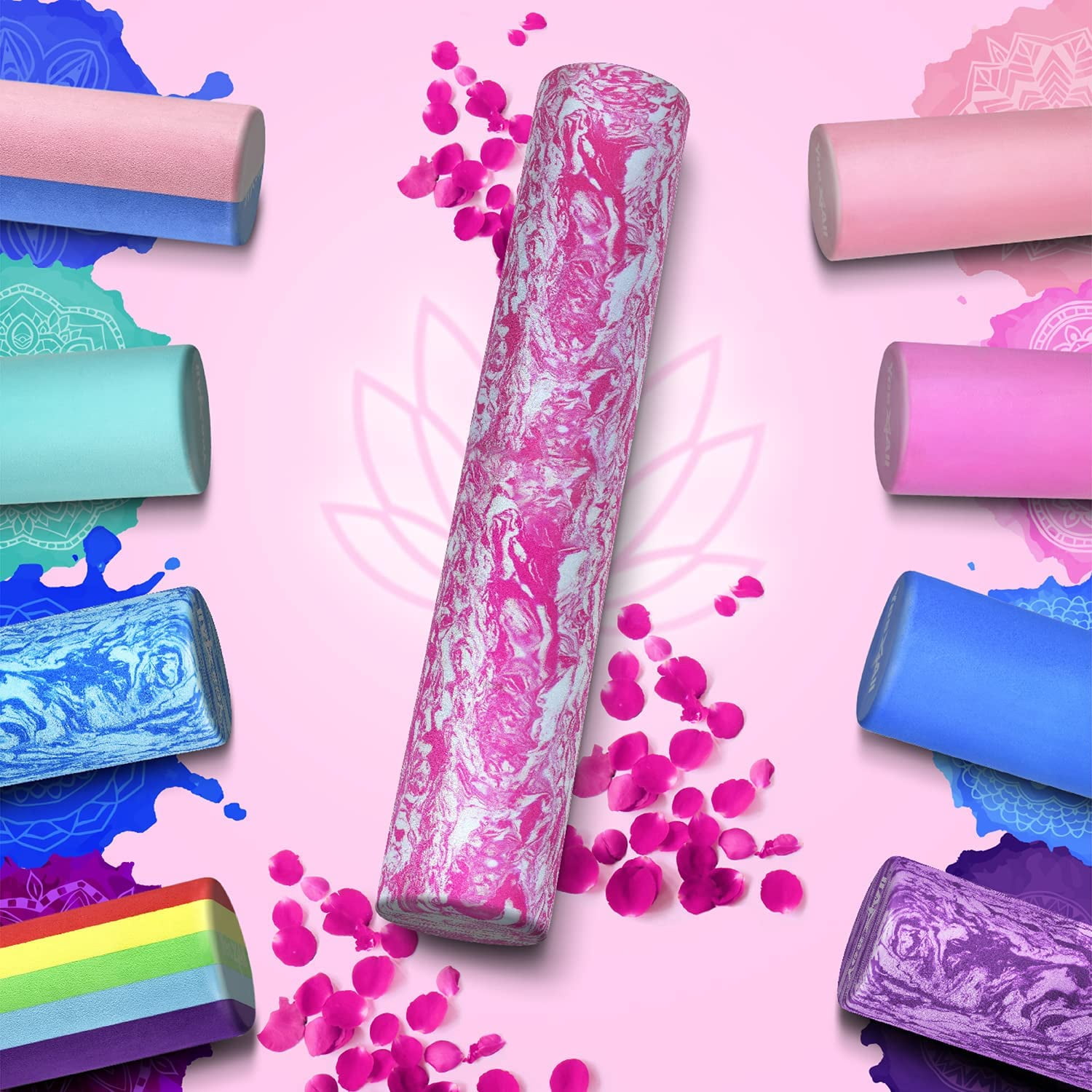 Yes4All 18inch Exercise Foam Roller EVA Unicorn Marbled