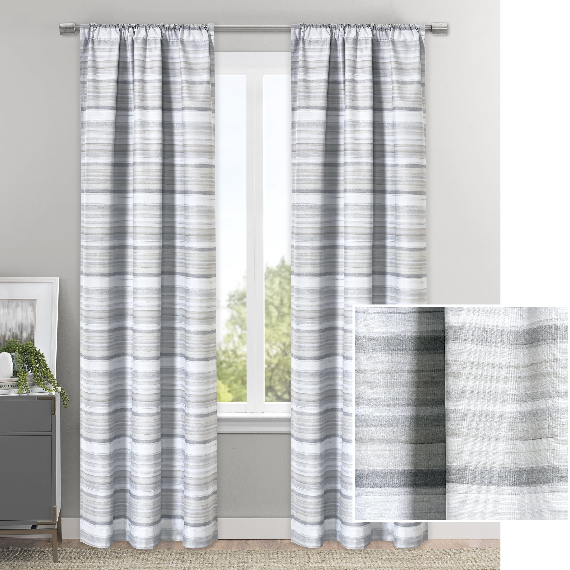 Mainstays Striped Blackout Single Window Curtain Panel - Walmart.com