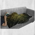 thumbnail image 6 of Peacock Soft Flannel Fleece Throw Blanket, Portrait of Male Bird Feathers out Picture in Dark Colors Modern Print, Cozy Plush for Indoor and Outdoor Use, 50" x 60", Mustard Green, by Ambesonne, 6 of 6