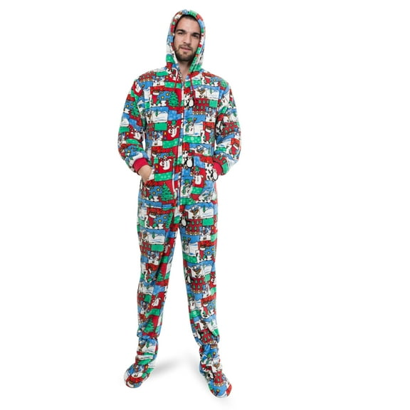 Ugly Christmas Sweater One Piece Sleeper Footed Pajamas with Rear Flap Size
