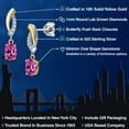 thumbnail image 2 of Gem Stone King 925 Silver and 10K Yellow Gold Pink Created Sapphire and White Lab Grown Diamond Stud Earrings for Women | 1.05 Cttw | Gemstone September Birthstone | Oval 6X4MM, 2 of 6