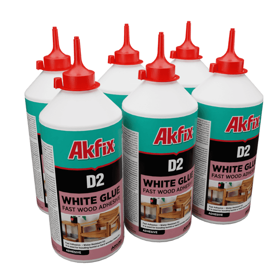 Akfix D2 PVA Glue Super Frame Work, White PVA Adhesive, 17.6 fl oz - 6 Pack
