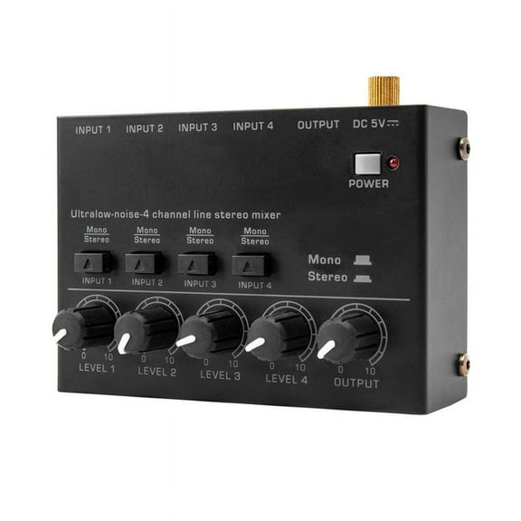 Ultra Low Noise 4 Channel Line Stereo Mixer US PLUG