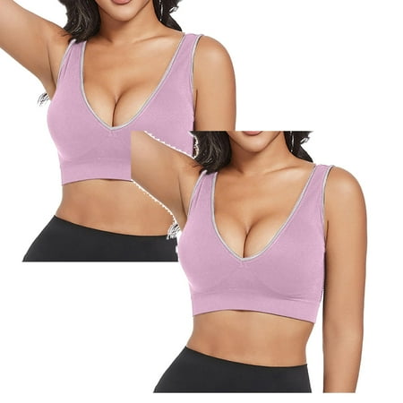 LUOGENLI Women Bralette Padded Women s Front Side Buckle Lace Edge without Steel Ring Movement Seamless Gathering Adjustment Yoga Sleep Large Bra 2Pcs Women Bralette Sexy XXL