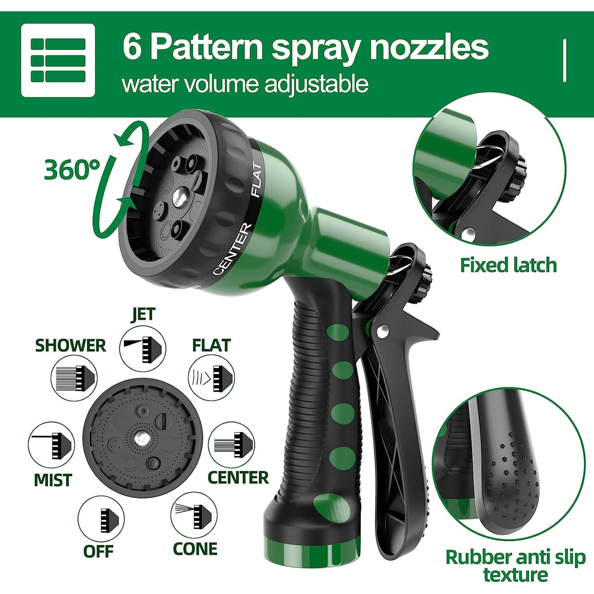 SPECILITE Garden Hose Lightweight 3/8" 100 ft, EVA Flexible Coiled Water Hose with 6-Pattern Spray Nozzle for Outside, Yard, Patio, Boat