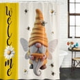 thumbnail image 3 of Shower Curtain Bathroom Set Rustic Dwarf Bees Daisy Flower Honey Waterproof Fabric Shower Curtains with Grommets&Hooks, Welcome Word Yellow Flax Privacy Bath Curtain for Bathtub 48x72in, 3 of 9