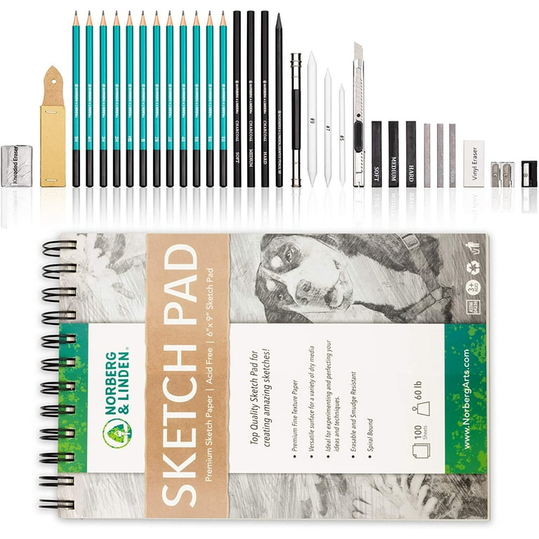 PANDAFLY 60 Pack Drawing Sketching Pencil Set, Pro Art Sketch Supplies with  3-Color Sketchbook, Graphite, Charcoal Pencil, Ideal for Shading