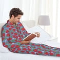 thumbnail image 6 of Honeii Hand Drawn Strawberry Pattern Mens Pajamas Set,2pcs Men's Lounge Long Sleeve Sleep Shirt and Pajama Bottoms Sleepwear Set,Mens Pjs Sets-XX-Large, 6 of 7