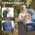 thumbnail image 4 of Giantfurnni 3-Piece Patio Wicker Swivel Rocking Chairs with Side Table Outdoor Rattan Conversation Furniture Patio Bistro Set with 6" Thick Cushions for Porch Garden Deck, Blue, 4 of 11