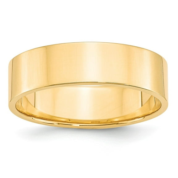14K Yellow Gold Ring Band Wedding Standard Flat 6mm LTW Size 7
