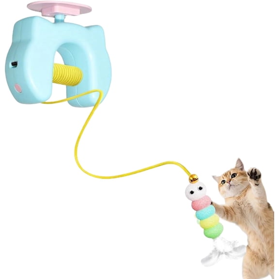 Interactive Cat Toys for Indoor,Automatic Cat Hanging Toys for Bored,Self-Play Pet Chase Caterpillar Toy for Door Hanger,Blue