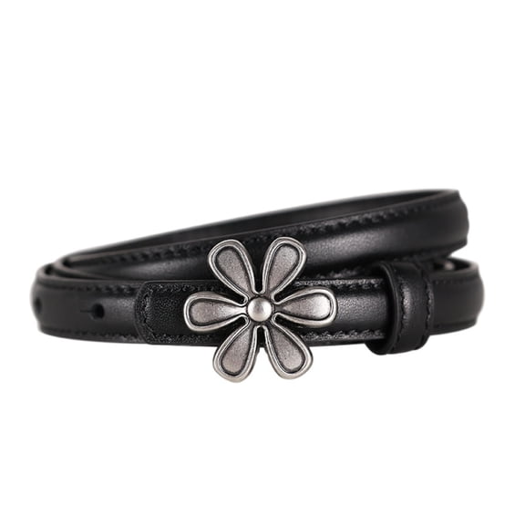 Retro flower buckle belt women's genuine leather cowhide fashion versatile decorative jeans pin buckle belt accessories new