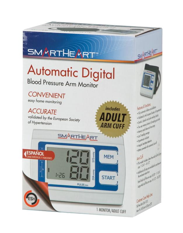SmartHeart Blood Pressure Monitor | Upper Arm Cuff | Intelligent Inflation Technology | 2-Person Memory