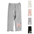 thumbnail image 7 of ZACPNCV Girls Capris Leggings Cotton Cropped Leggings School Uniform Pants with Floral Trim for Girls Pink 1-2 Years, 7 of 7