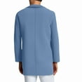 thumbnail image 6 of BXINGOHAI Men's Winter Coat Trench Big and Tall Overcoat Casual Single Breasted Mid-Long Pea Top Jacket Today Blue,2XL, 6 of 6