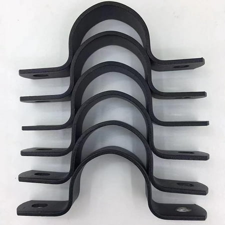 

Black Durable U-Clamps Metal Pipe Clamps Double Hole Double Hole Pipe Strap DIY U-Bracket (Pack of 6) (1 INCH)