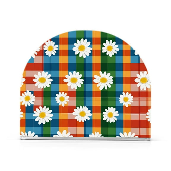 Yayeee Napkin Holder for Table Kitchen Paper Tissue Organization, Green Checkered Daisy