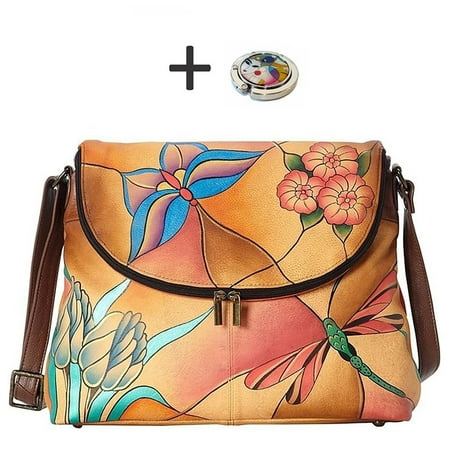 Chka Anna Hobo Handbag Hand Painted Design On Real Leather Purse Chka Anna Hobo Handbag Hand Painted Design On Real Leather Purse With Holder Flap