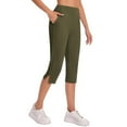 thumbnail image 5 of Capri Pants for Women High Waist Workout Yoga Pants with Pockets Tummy Control Straight Leg Crop Leggings Knee Length for Work, 5 of 5