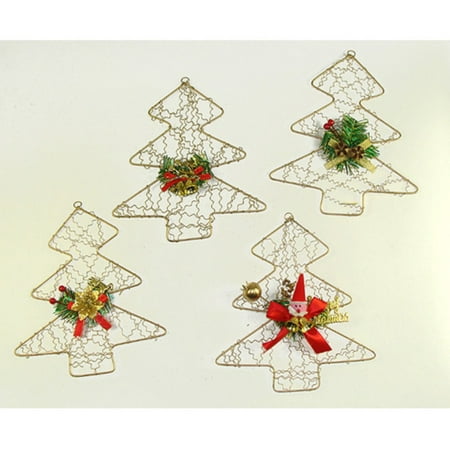 CC Christmas Decor Wire Santa Christmas Tree Ornaments - Set of