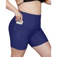 thumbnail image 4 of Sociala Womens Solid Swim Bottoms Plus Size High Waisted Boardshorts Sporty Swim Shorts with Pockets, 4 of 9