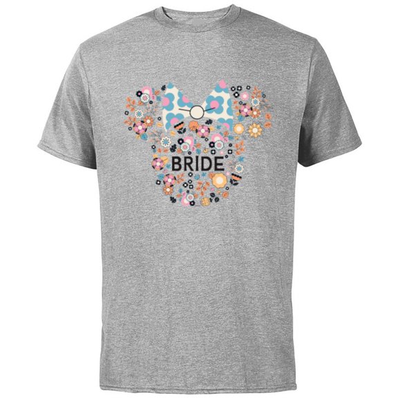 Disney Minnie Mouse Bride Icon Flowers Honeymoon Wedding- Short Sleeve Cotton T-Shirt for Adults - Customized-Athletic Heather