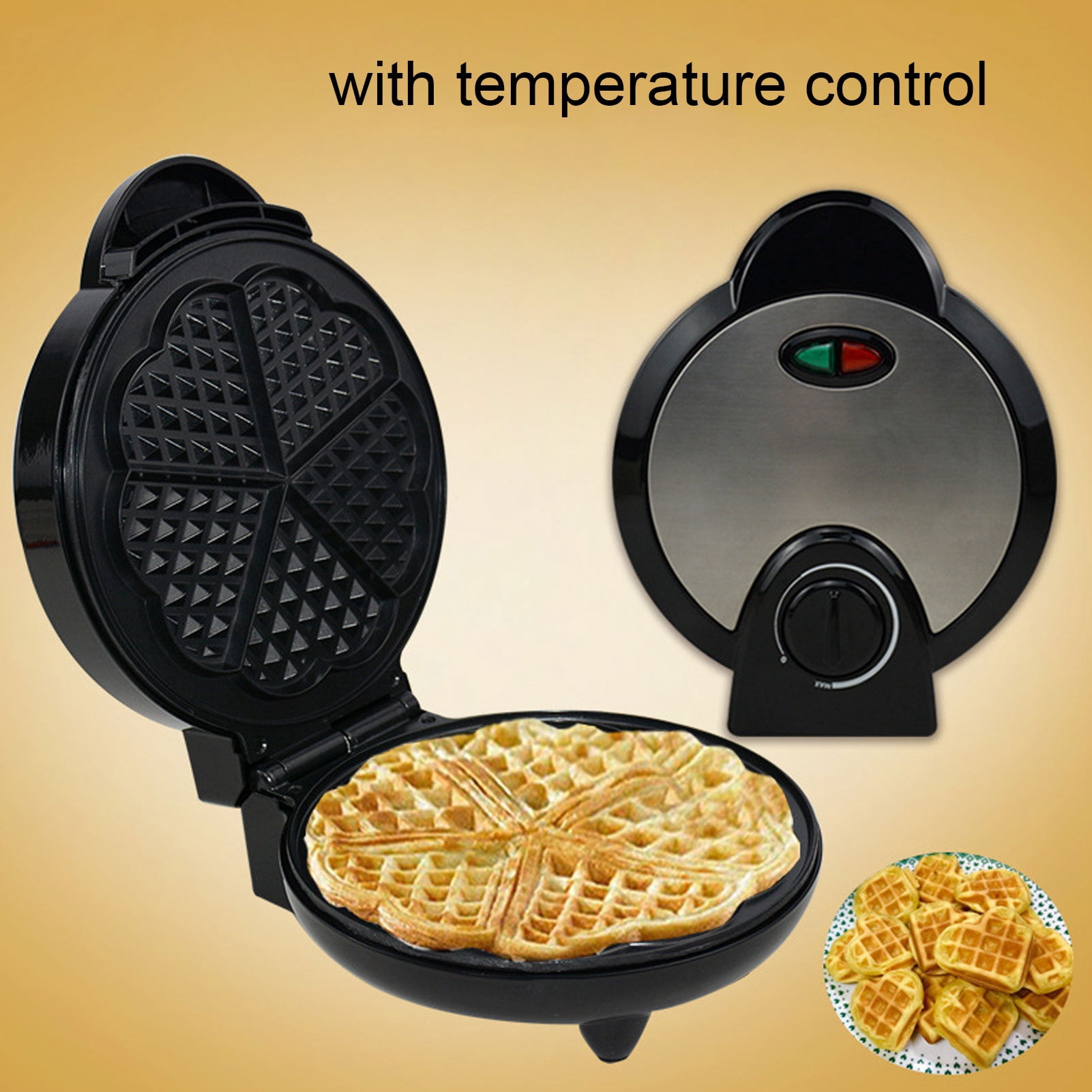 BIMZUC 3-in-1 Multifunctional Electric Waffle Maker Machine, Food Grade Safe Round Belgian Waffle Baker with Temperature Control, Cool Touch Handle EU Plug 220V (Classic Silver, 10.6 inches / 27 cm)