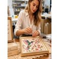 thumbnail image 5 of Beaded Embroidery Art Kit, Faux Crystal Pearl Rhinestone Handmade Painting for Home Wall Decor, Hummingbird Flower Pattern, 5 of 5