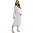 thumbnail image 6 of Womens Nursing Gown Nightgown Maternity Nursing Dress 3 in 1 Delivery/Labor/Nursing Breastfeeding Birthing Long Sleeve Gown Nightgown with Button,Gray S-2XL, 6 of 7