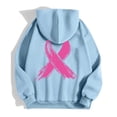 thumbnail image 5 of Breast Cancer Awareness Hoodies for Women, Pink Ribbon Feather Graphic Zip‑Up Oversized Hooded Jacket with Pockets, 5 of 6